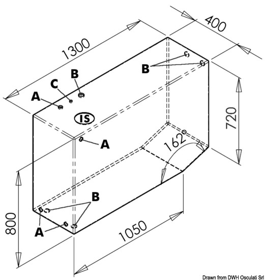 Serbatoio per acqua 390 l destro